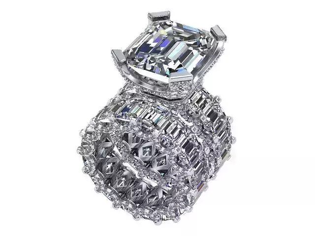 Silver Emerald Shaped Ring 