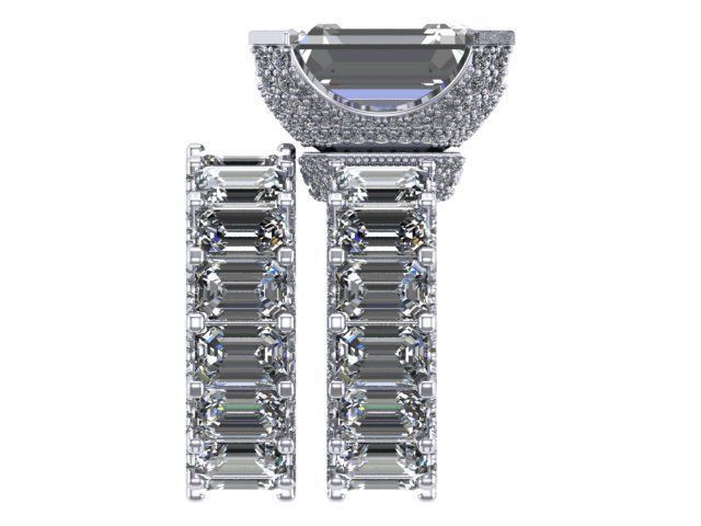 Silver Emerald Shaped Ring  3D print model_1