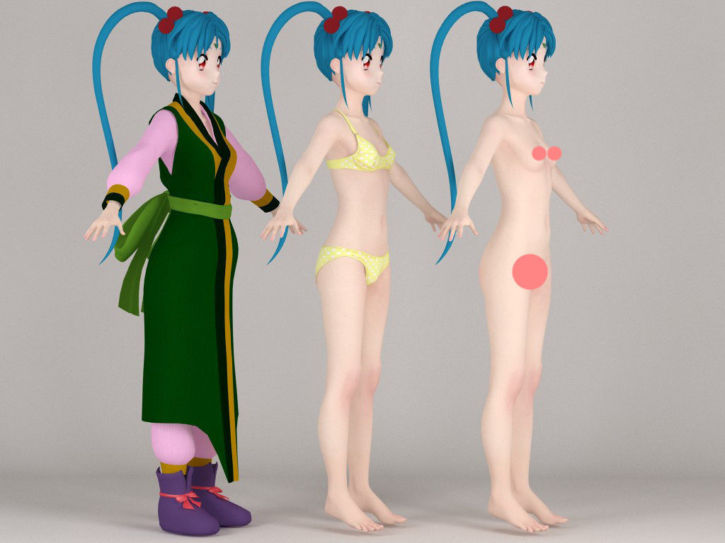T pose nonrigged model of Sasami Masaki Jurai anime girl 3D model_6