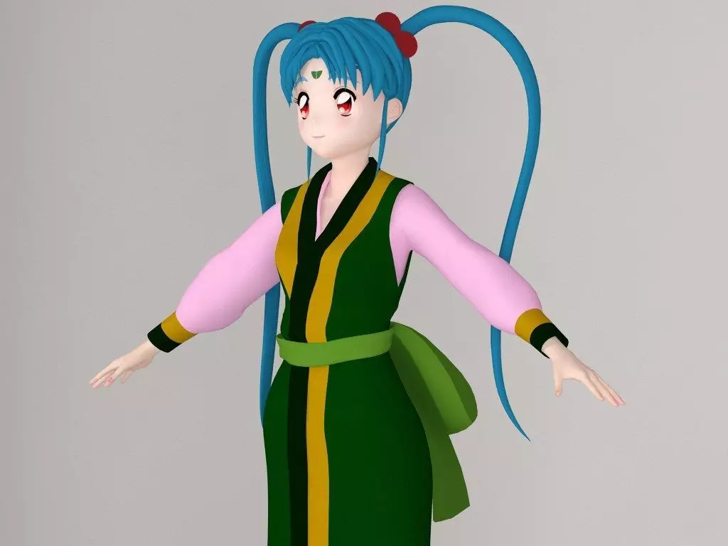 T pose nonrigged model of Sasami Masaki Jurai anime girl 3D model_0