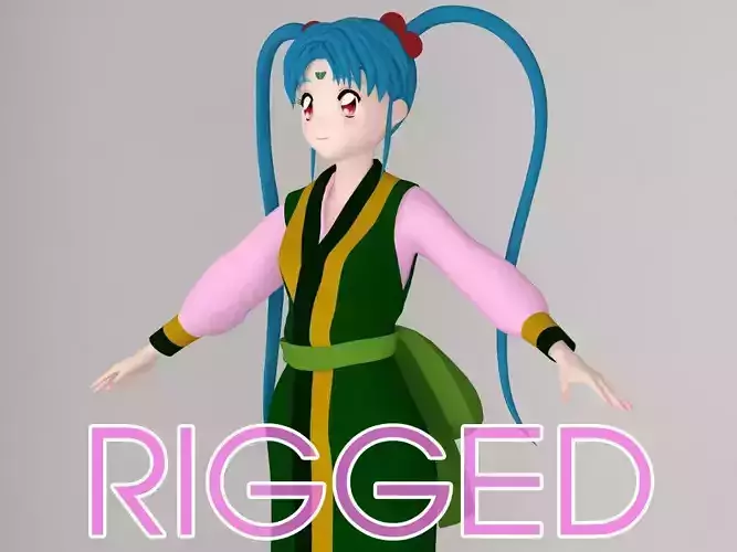 T pose rigged model of Sasami Masaki Jurai anime girl 3D model