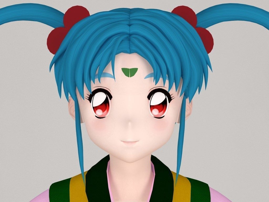 T pose rigged model of Sasami Masaki Jurai anime girl 3D model_2