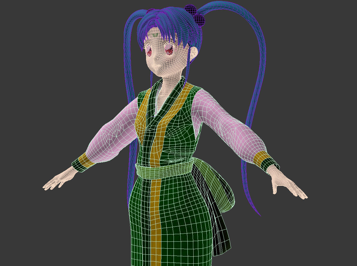 T pose rigged model of Sasami Masaki Jurai anime girl 3D model_9