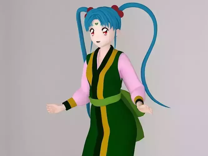 Sasami Masaki Jurai anime girl pose 01 3D model