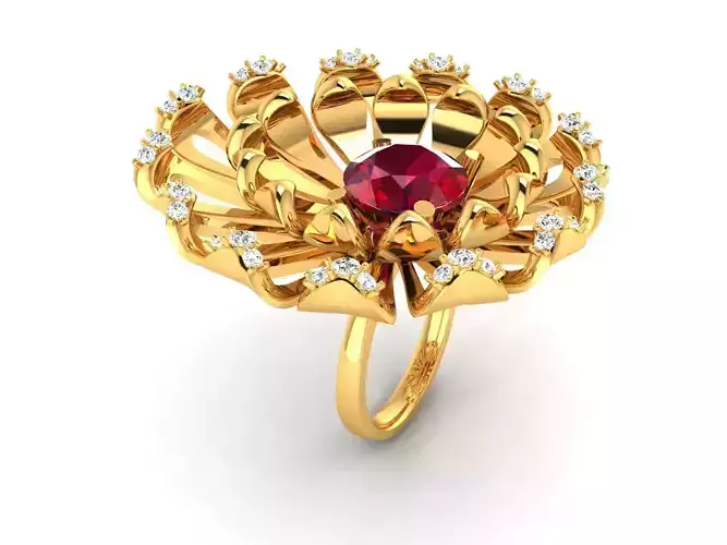 Women Flower Ring 3dm render detail 