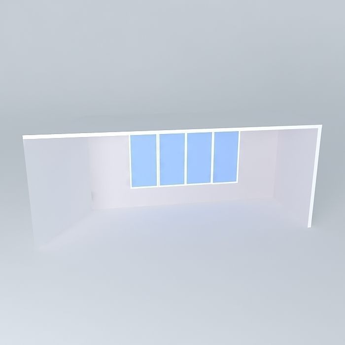 Wall with window Free 3D model_2