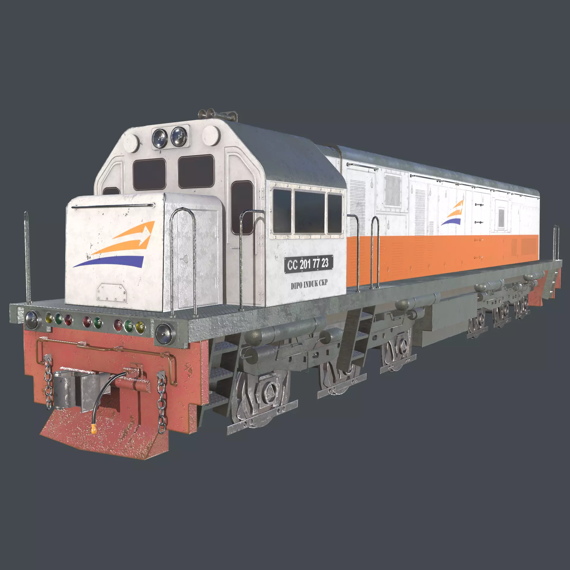 CC 201 Locomotive Low-poly 3D model_0