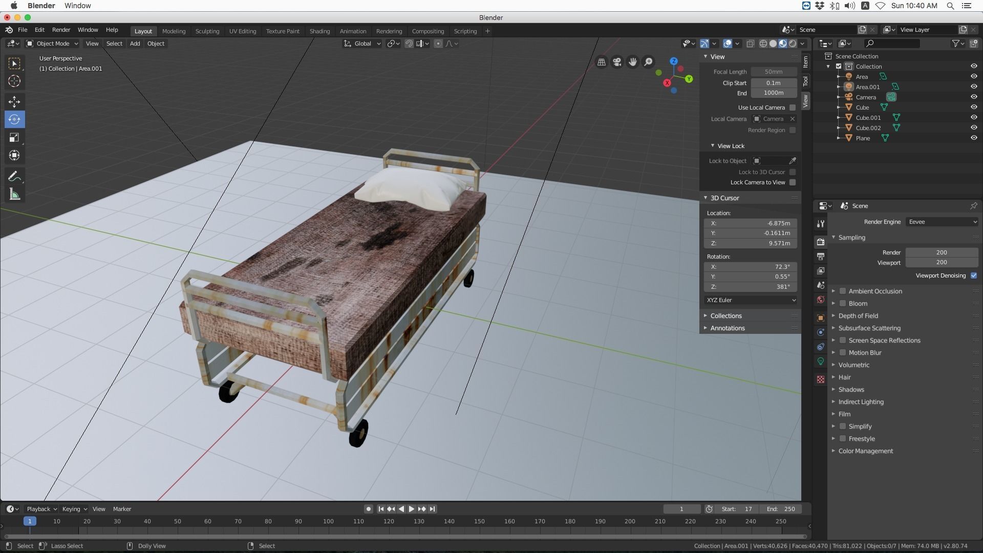 Hospital bed 3D model_3