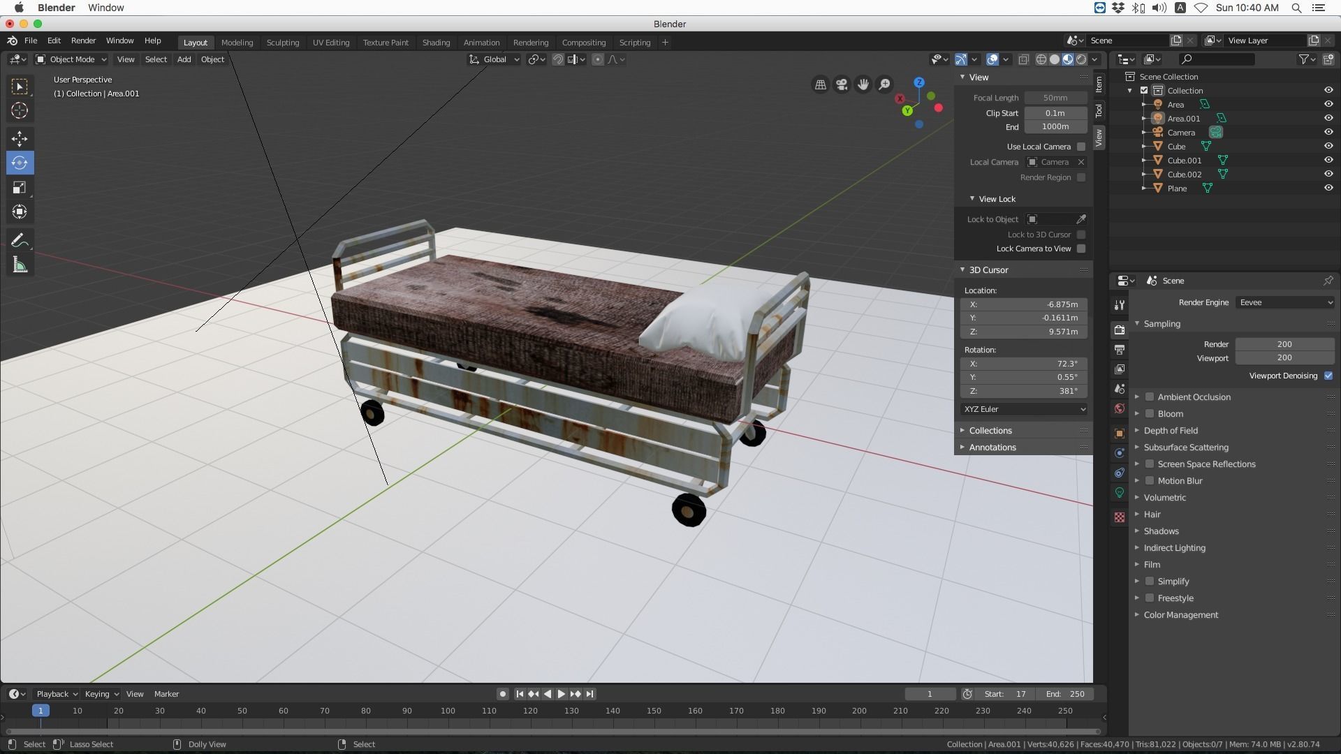 Hospital bed 3D model_1