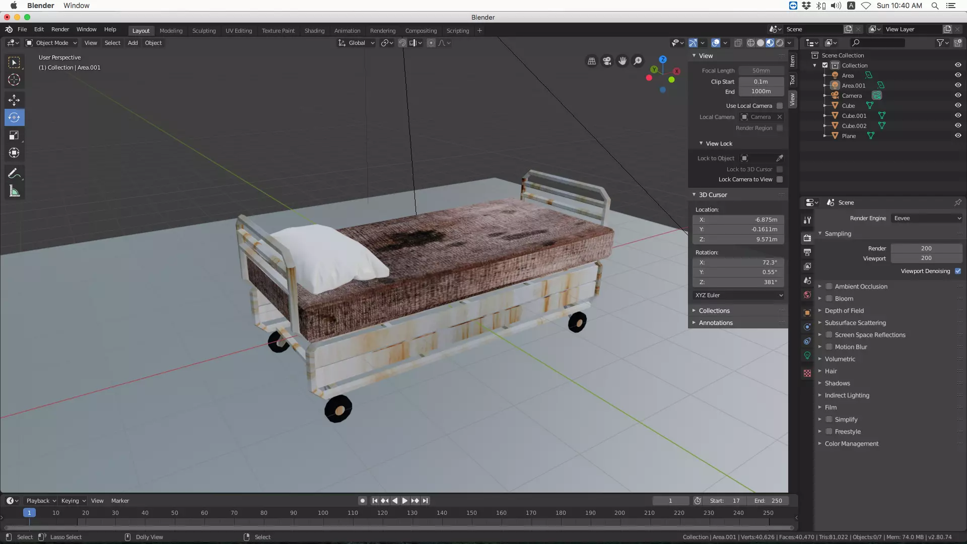 Hospital bed 3D model_0