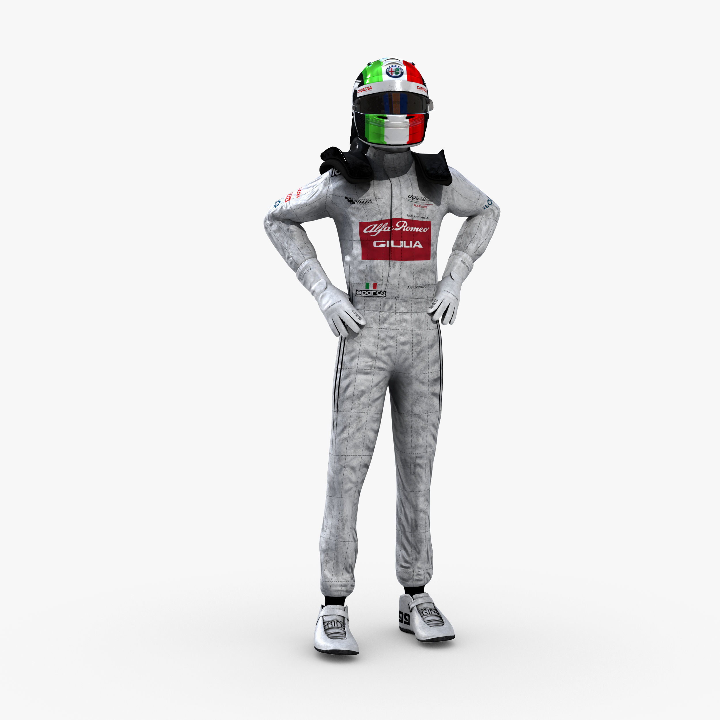 Antonio Giovinazzi 2019 Low-poly 3D model_3