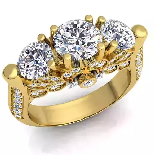 Three Stone Diamond Ring 3d Model Print 