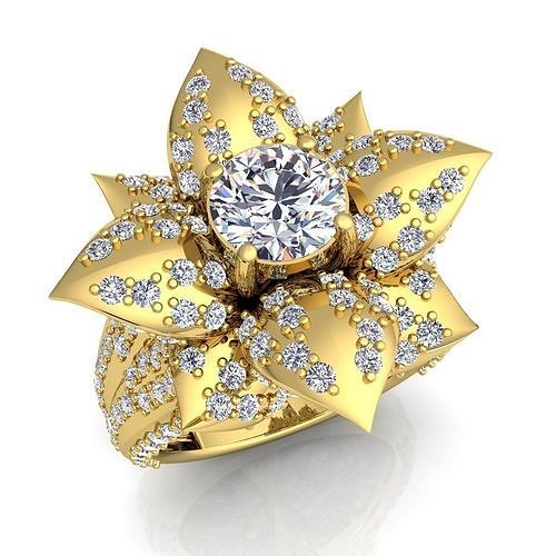 Flower Diamond Ring 3d Model print  3D print model