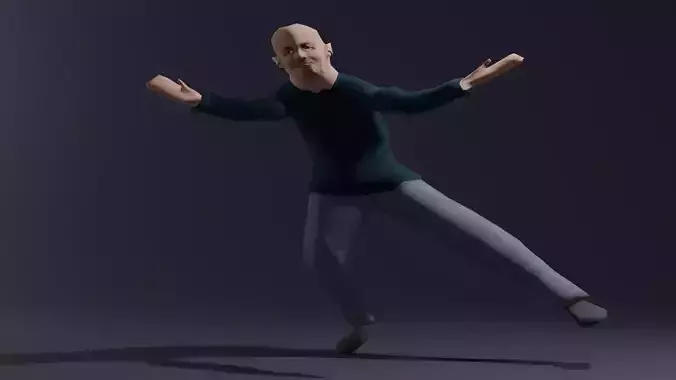 Low poly rigged retro graphics character