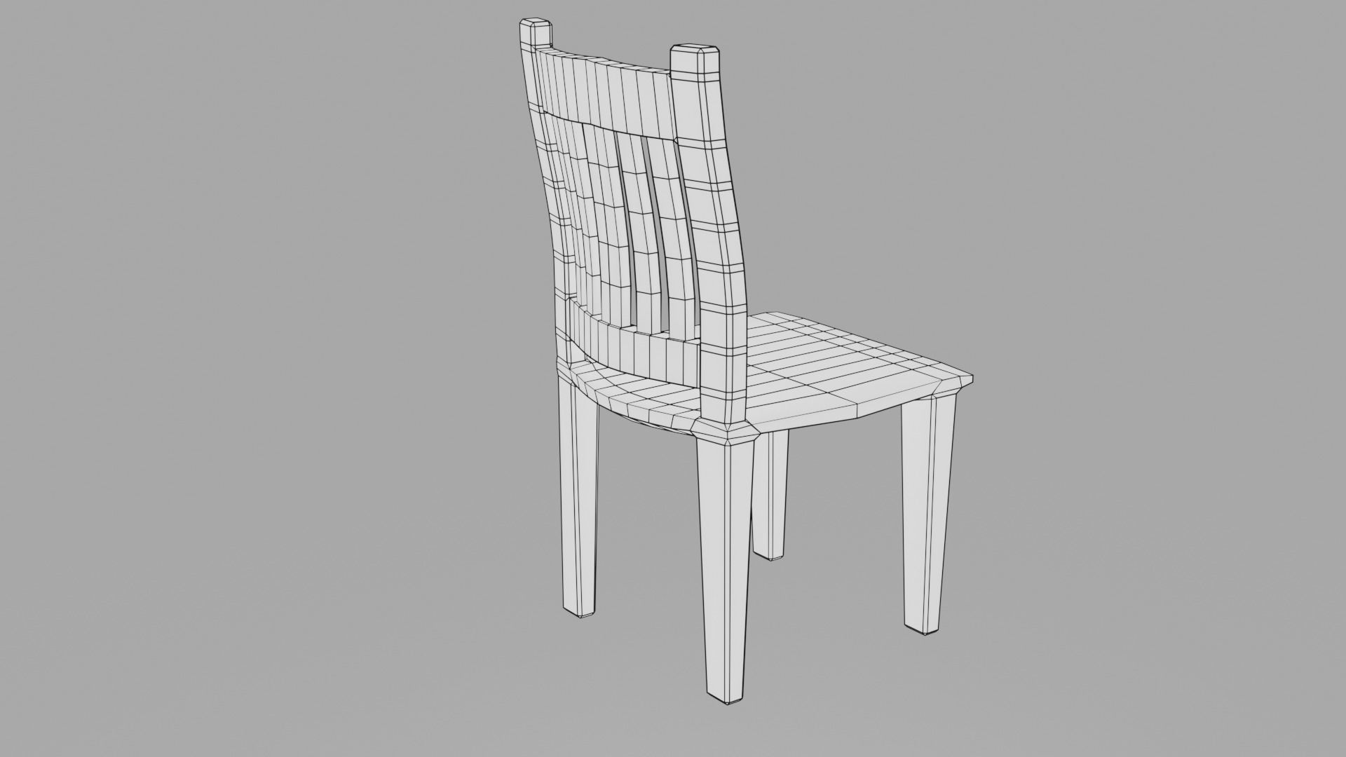 Wooden Chair Low-poly 3D model_5