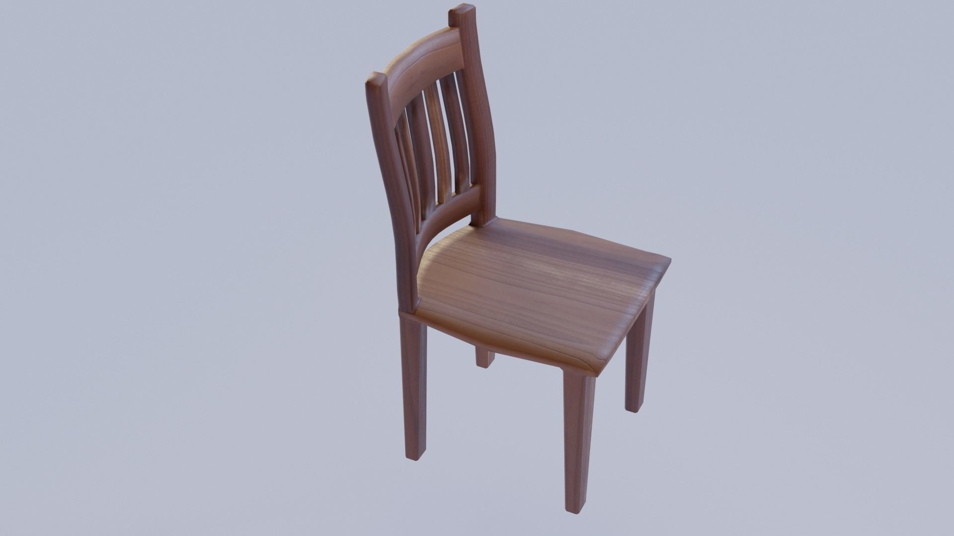 Wooden Chair Low-poly 3D model_3