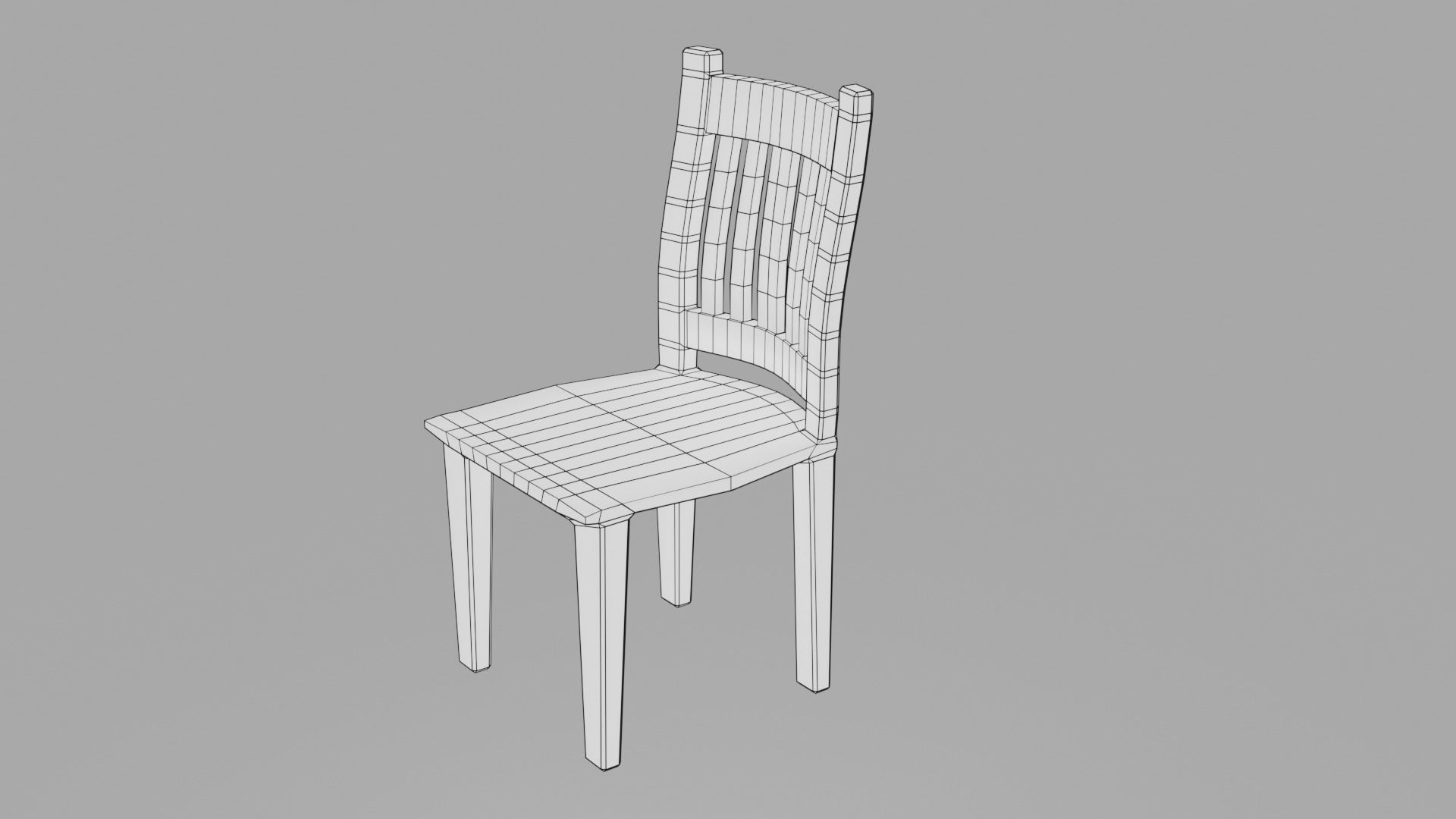 Wooden Chair Low-poly 3D model_4