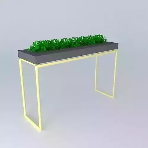 Skinny gold legs bar table with plant