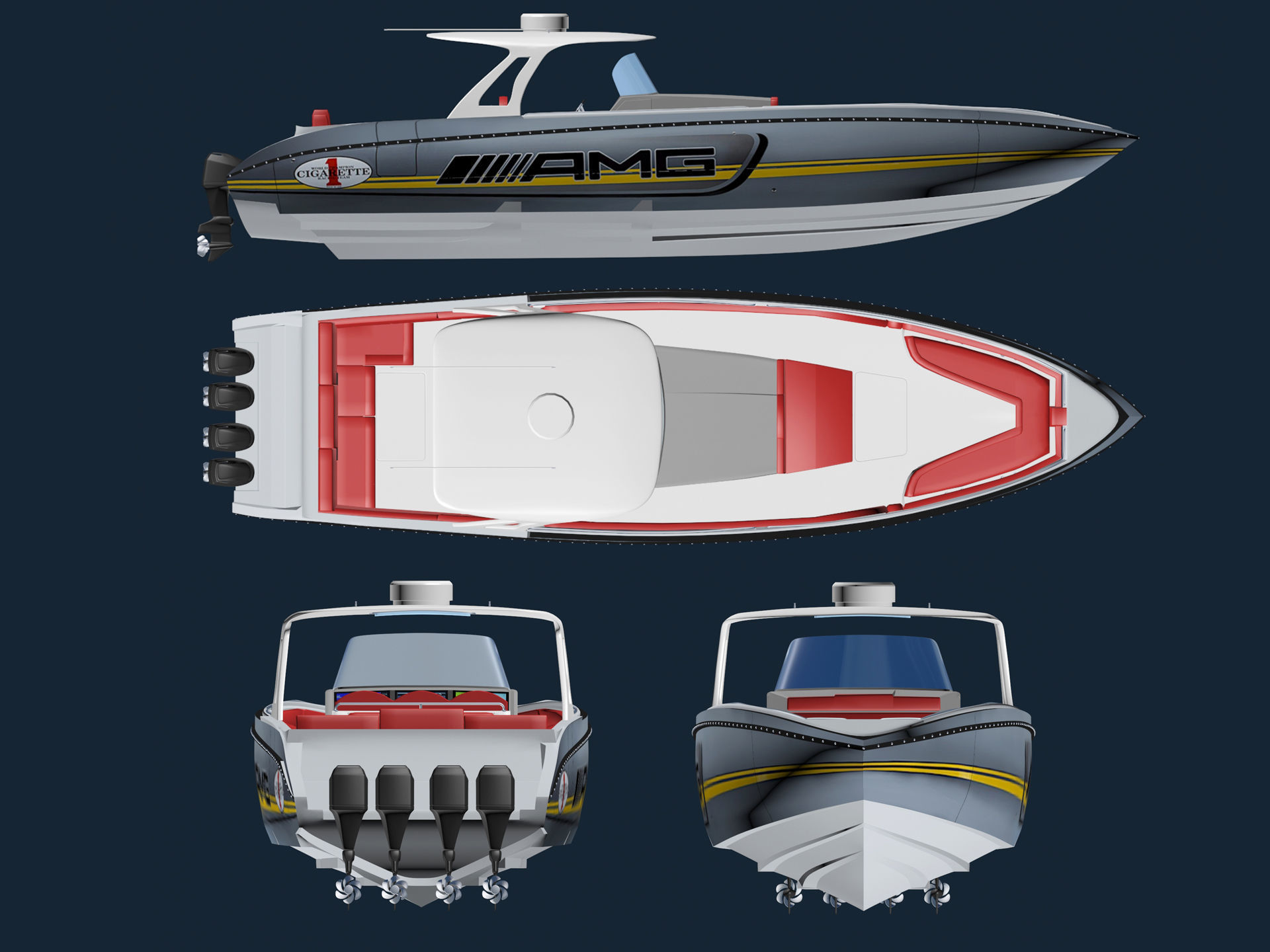AMG Cigarette Speed BOAT 3D model_3