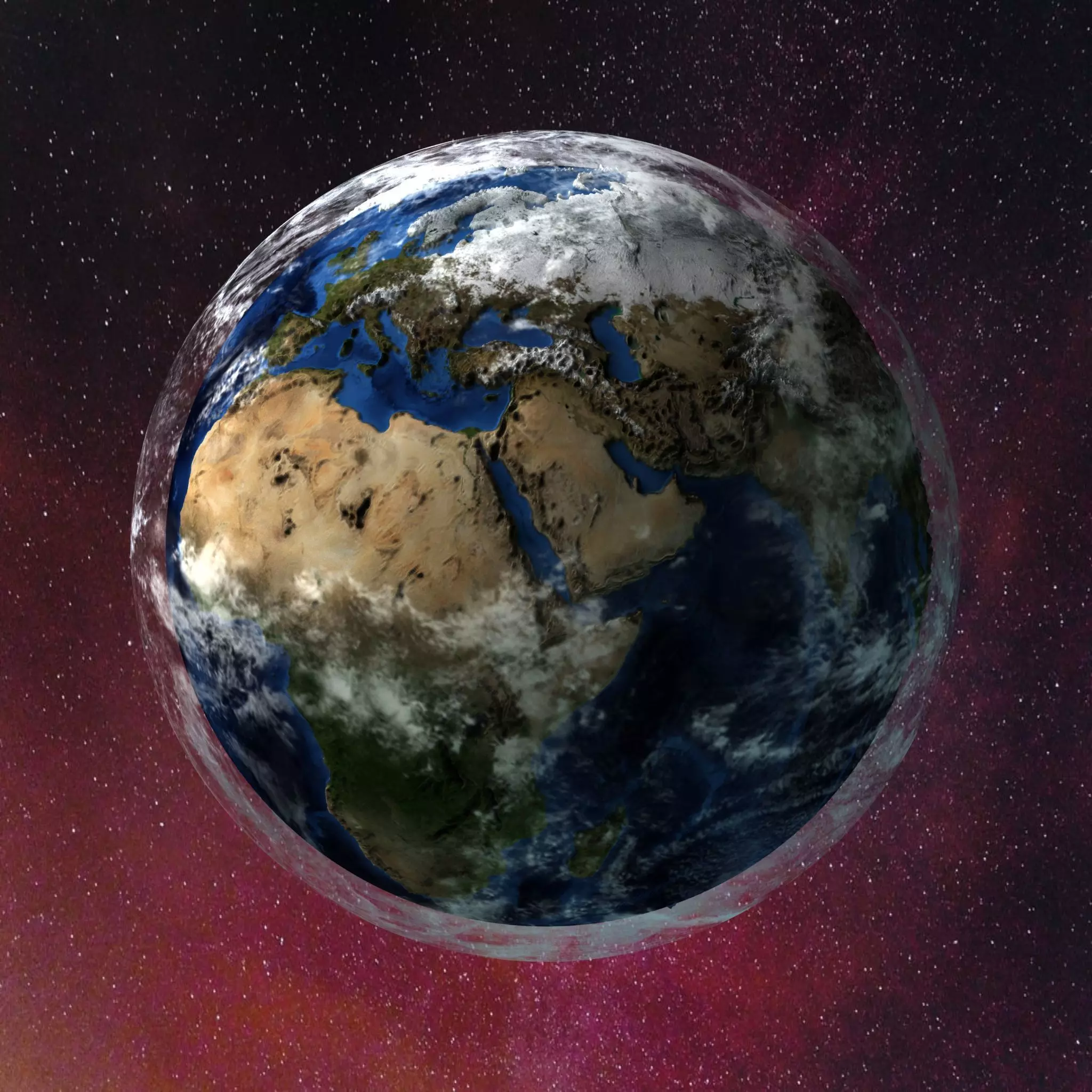 earth with separated clouds 3D model_0