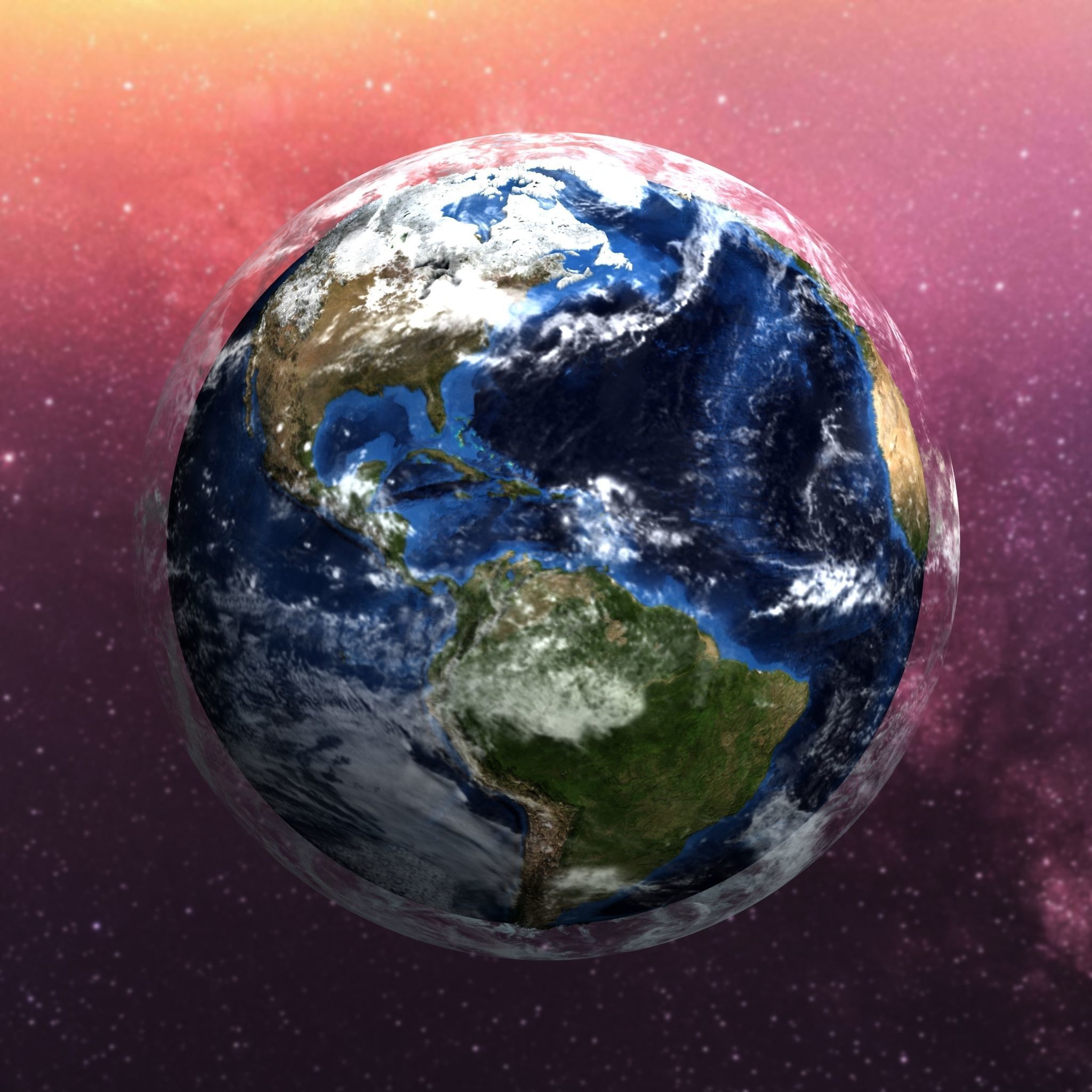 earth with separated clouds 3D model_1
