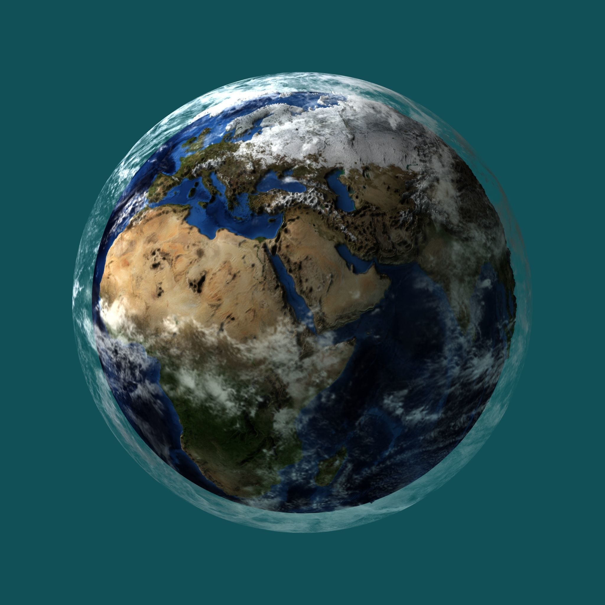 earth with separated clouds 3D model_2