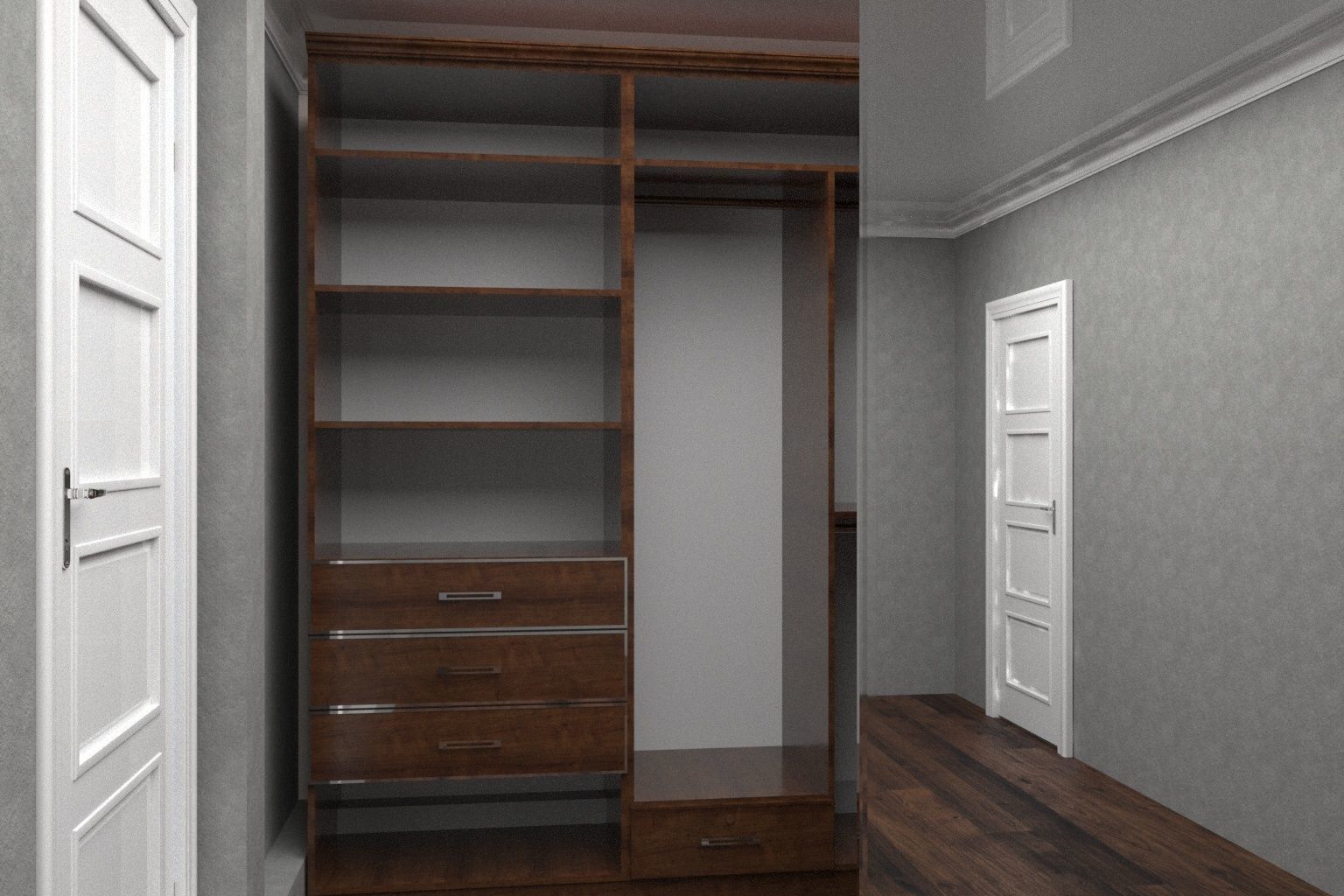 Wardrobe walk in closet with drawers and shelves 3D model_2