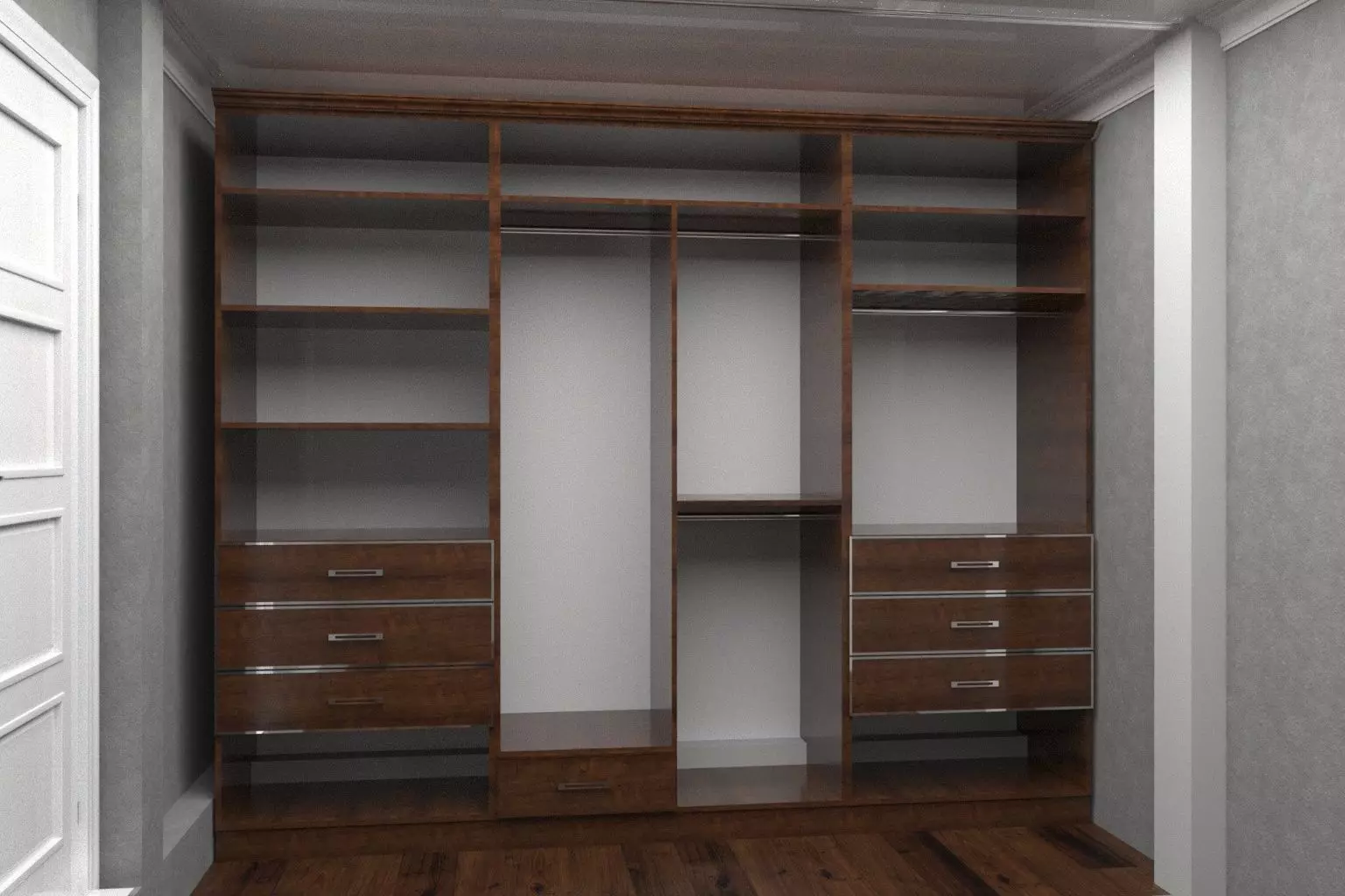 Wardrobe walk in closet with drawers and shelves 3D model_0