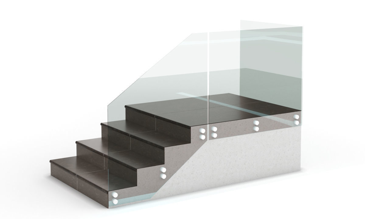 Railings stainless steel stair railing 3D model_2