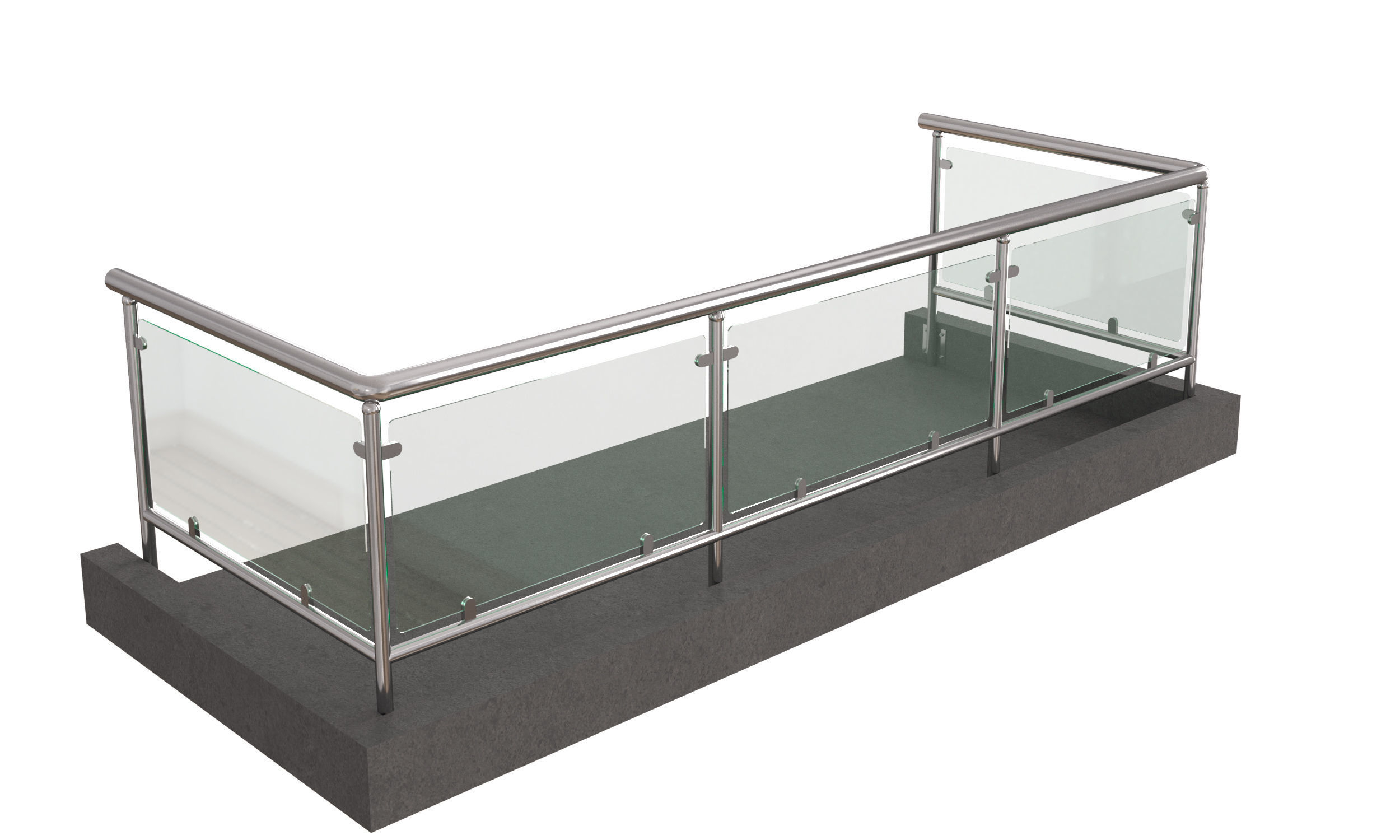 Railings stainless steel stair railing 3D model_12