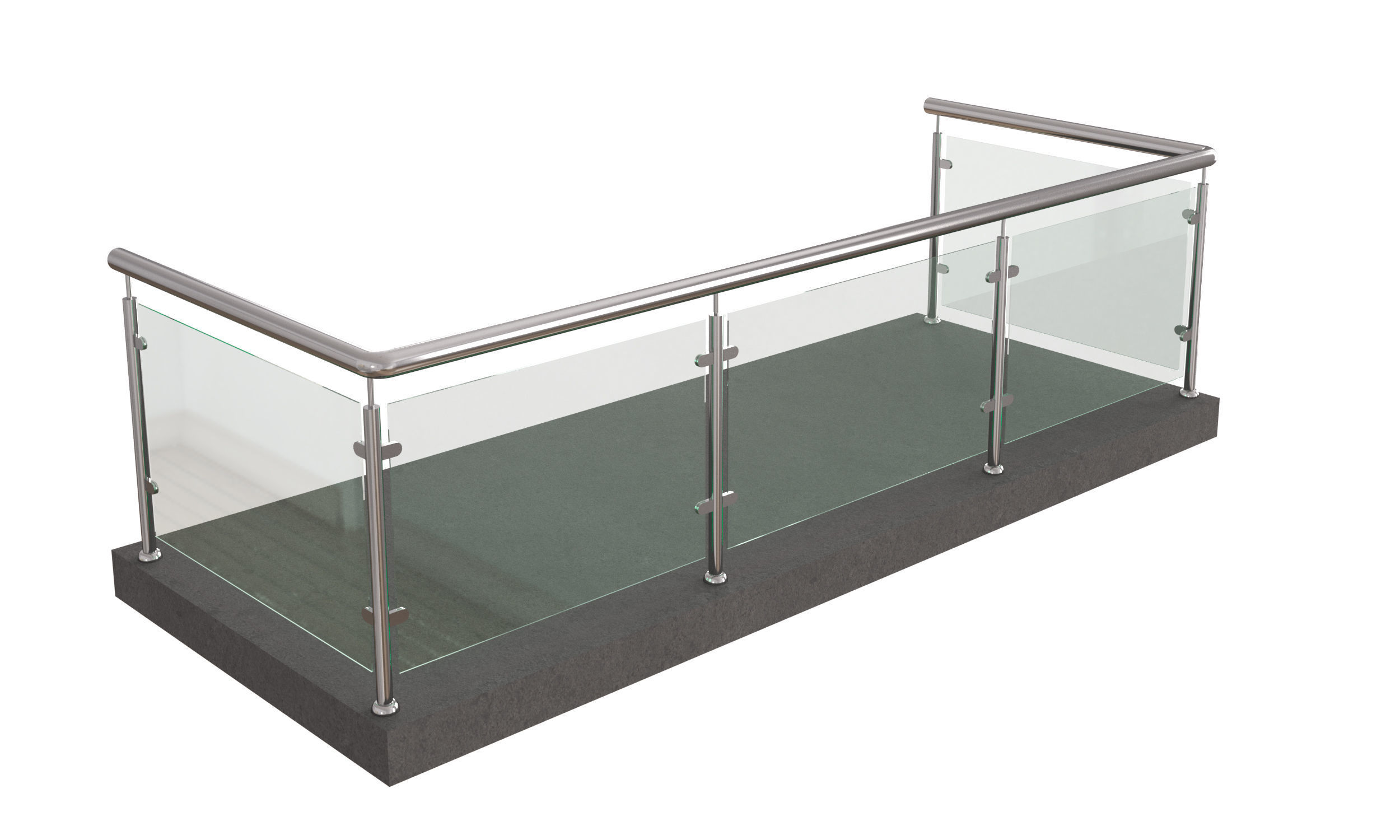 Railings stainless steel stair railing 3D model_17