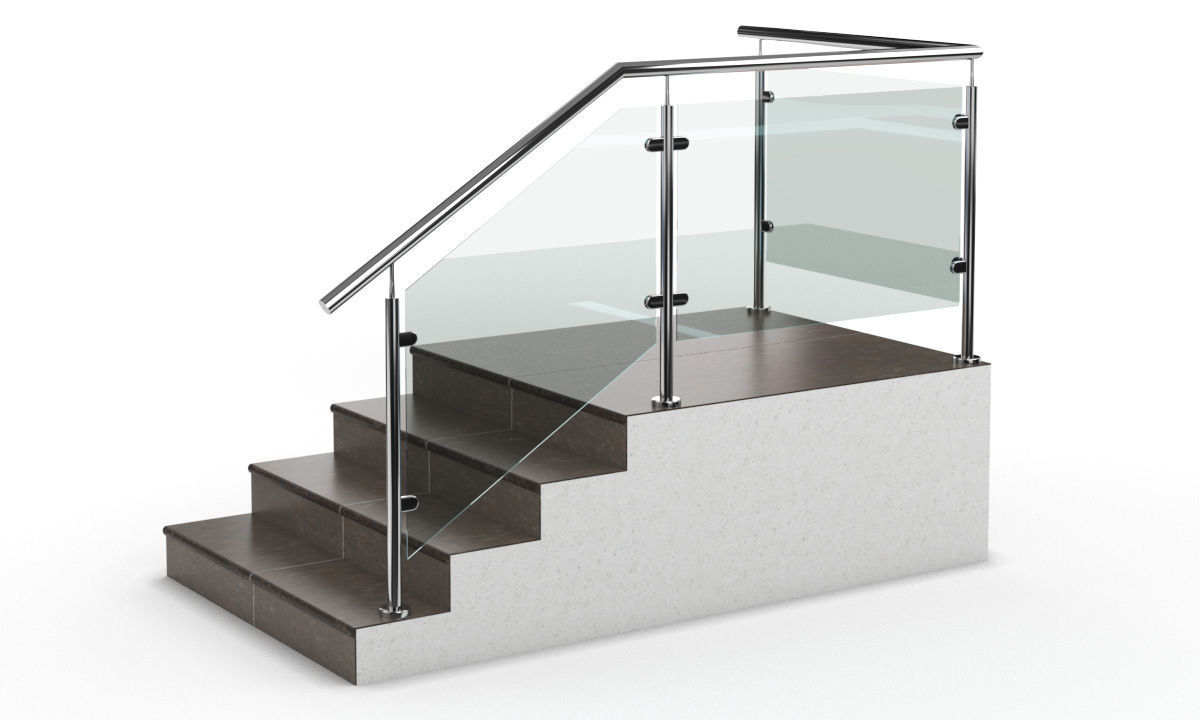 Railings stainless steel stair railing 3D model_5