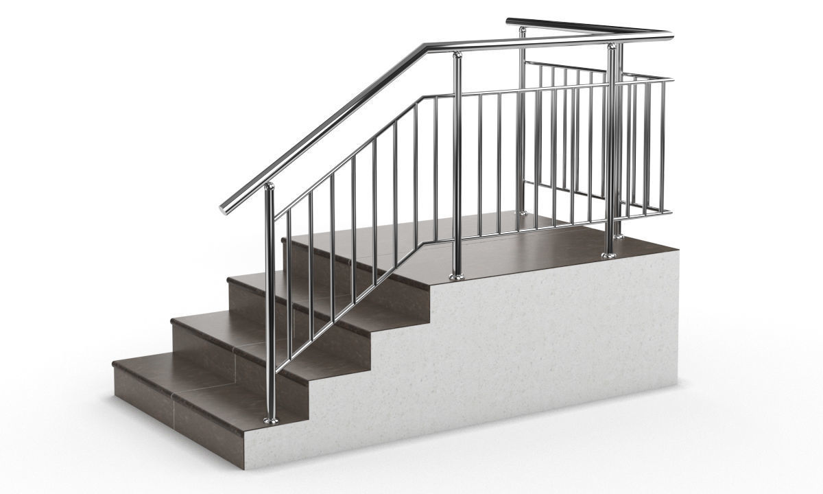 Railings stainless steel stair railing 3D model_1