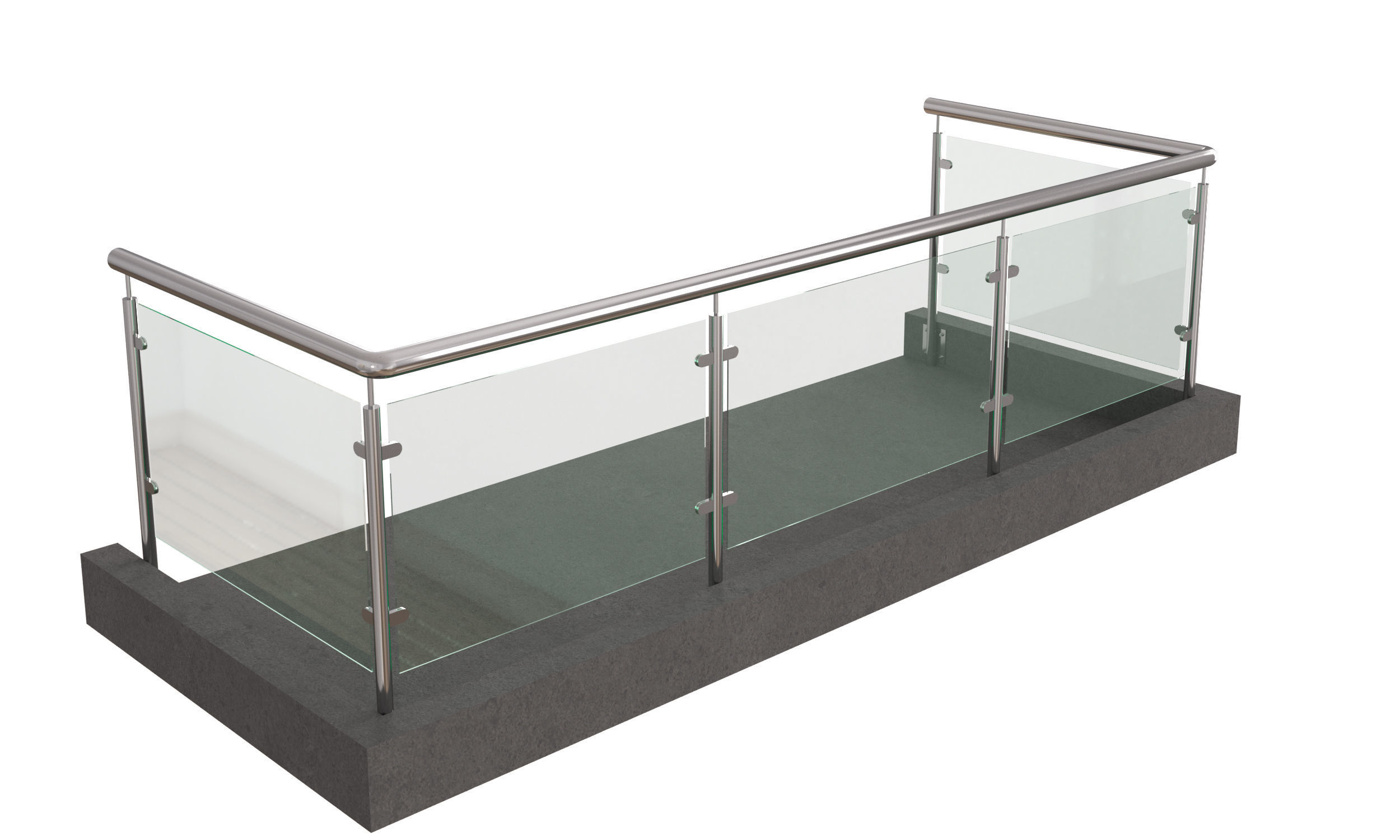 Railings stainless steel stair railing 3D model_10