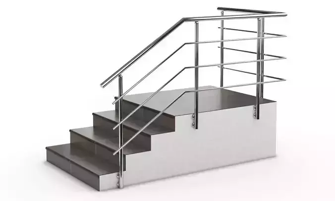 Railings stainless steel stair railing 3D model