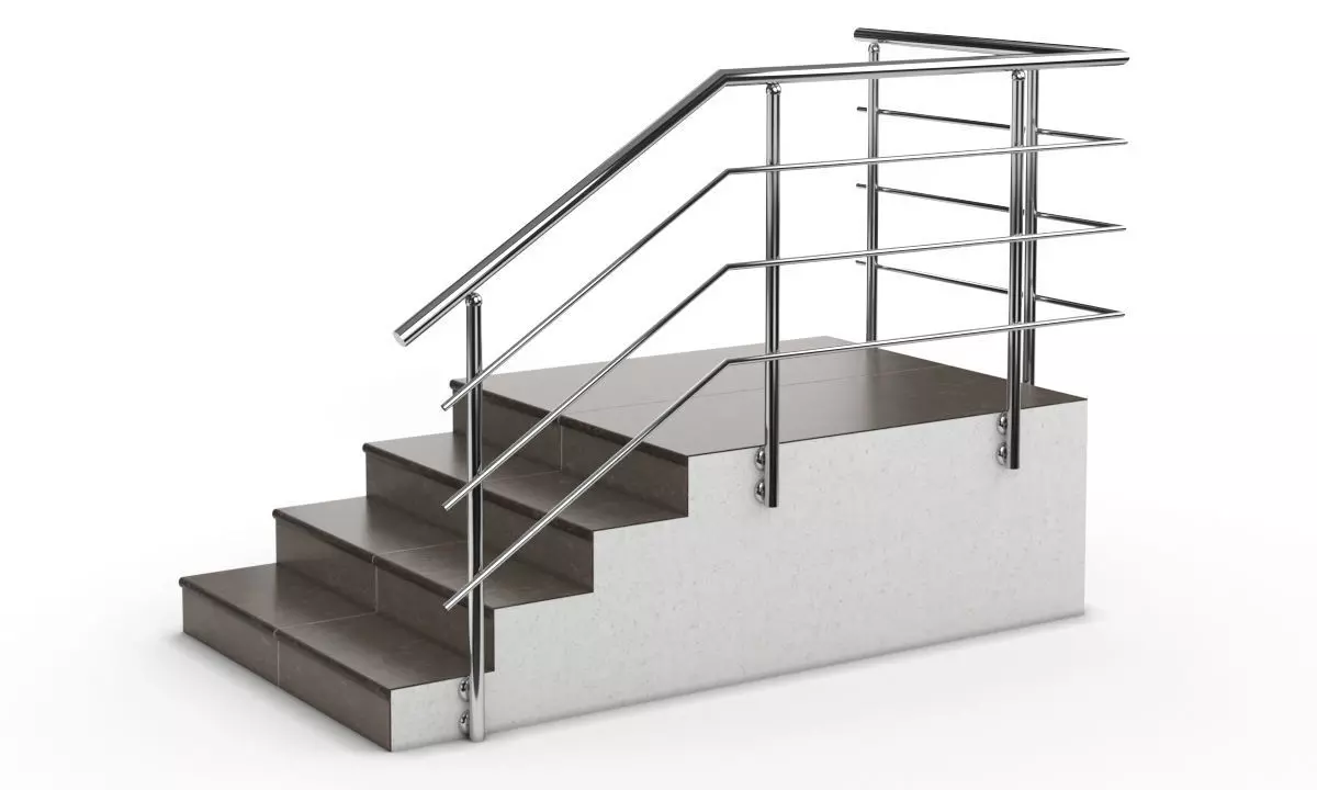 Railings stainless steel stair railing 3D model_0