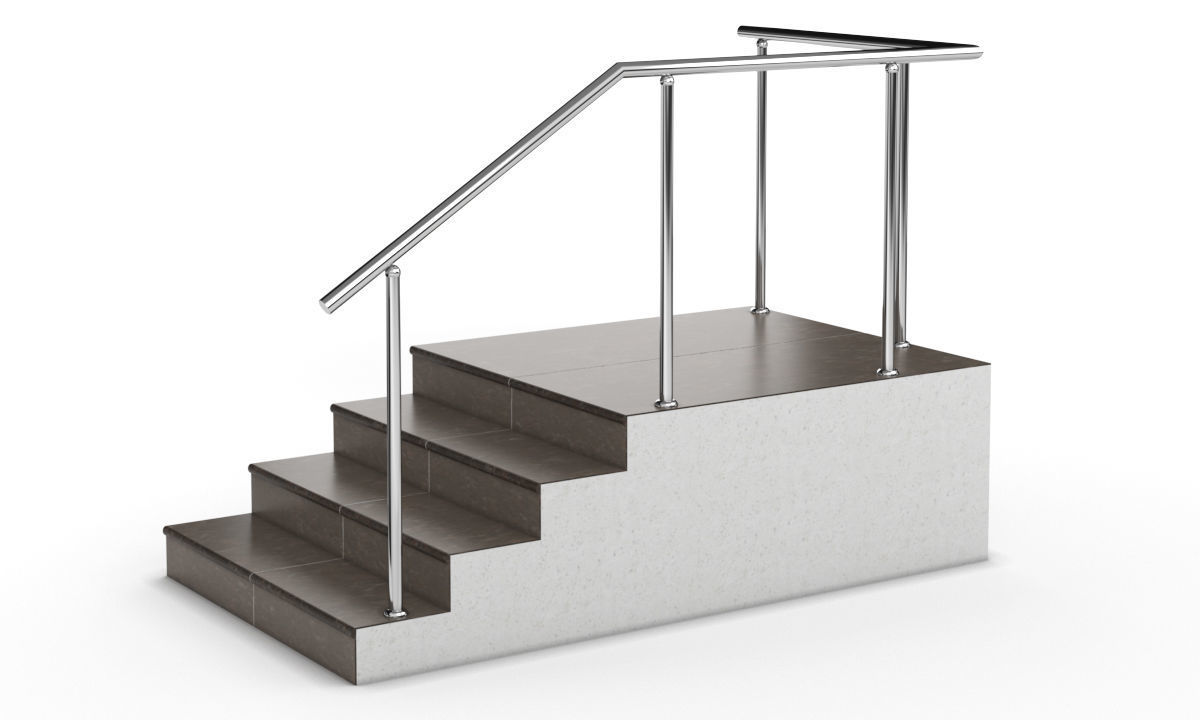 Railings stainless steel stair railing 3D model_3