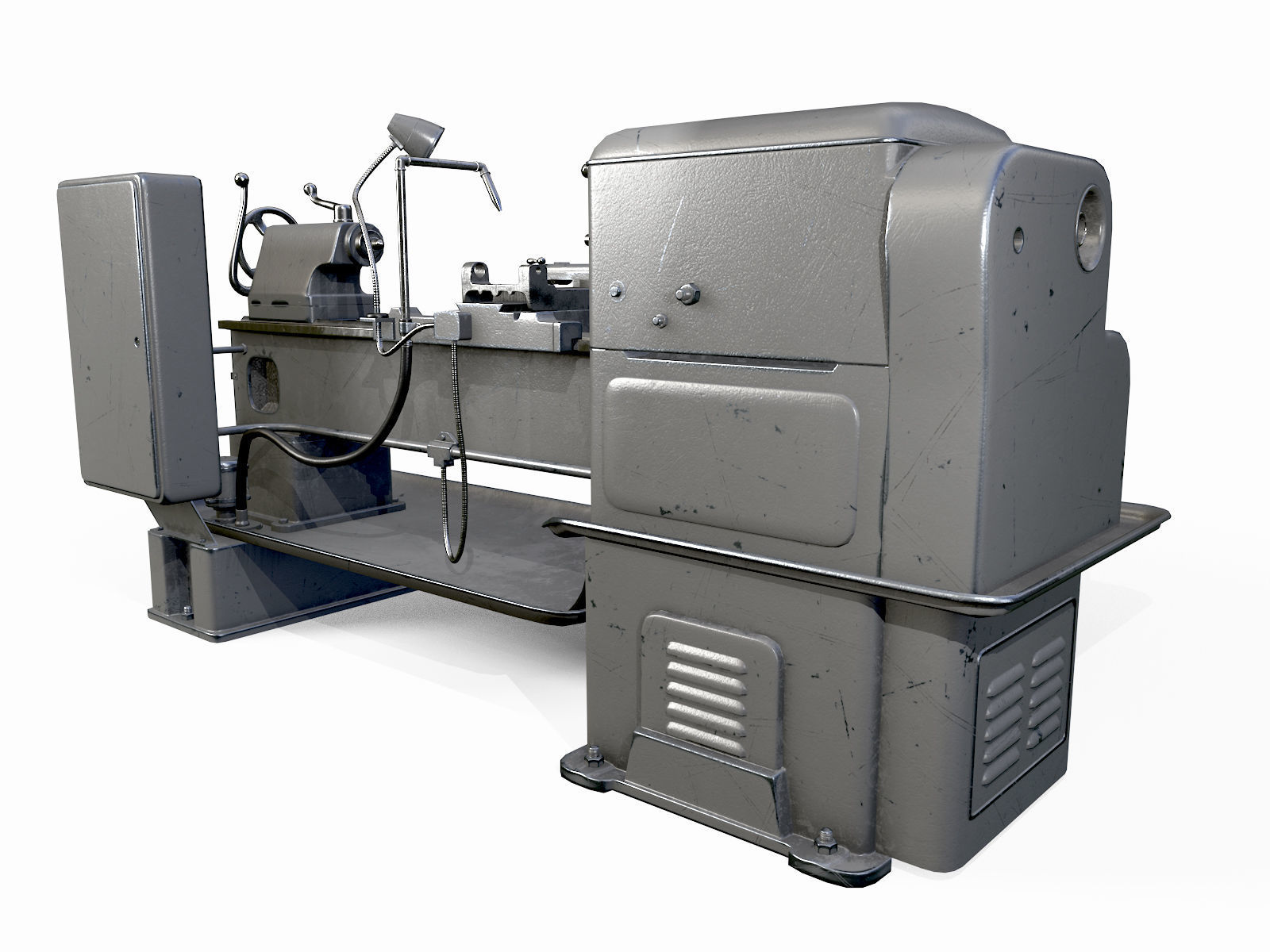 Lathe Low-poly 3D model_2