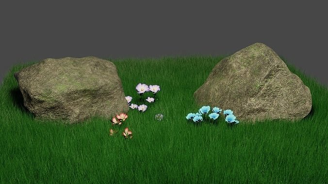 Realistic Mossy Rock Low-poly 3D model