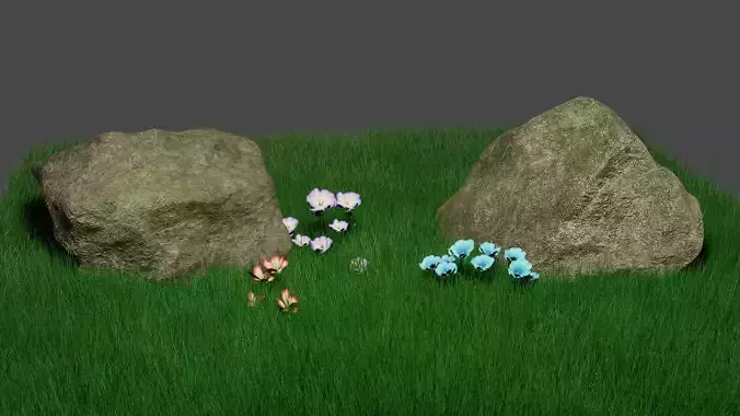 Realistic Mossy Rock Low-poly 3D model