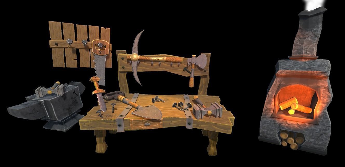 Low poly Cartoon Dwarf Tool Pack Low-poly 3D model_5