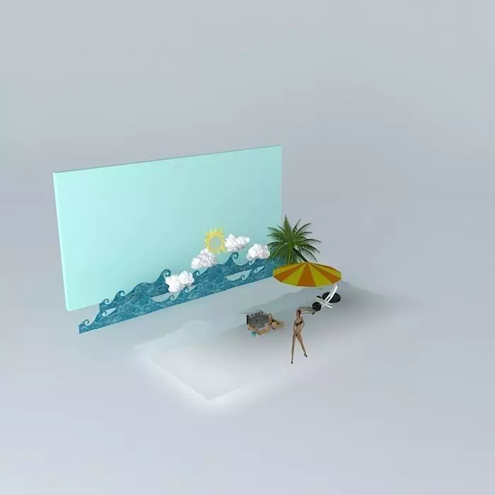Beach set with chairs and umbrellas Free 3D model
