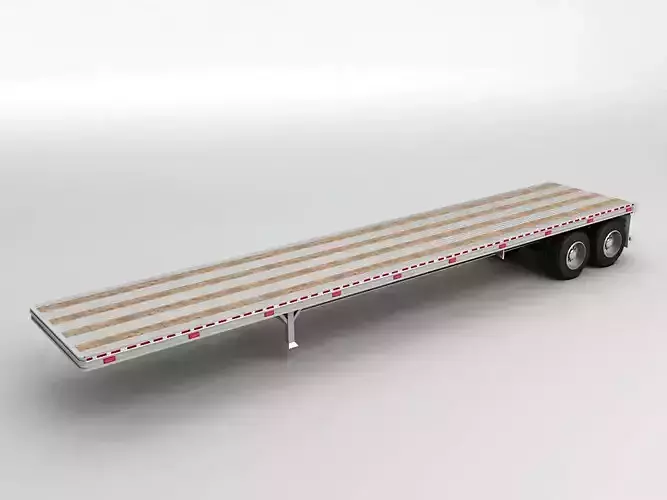Flatbed Trailer For Semi Truck Low-poly 3D model