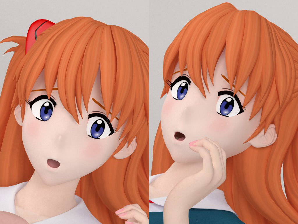 Rei Ayanami and Asuka Langley Soryu pose 02 3D model_17
