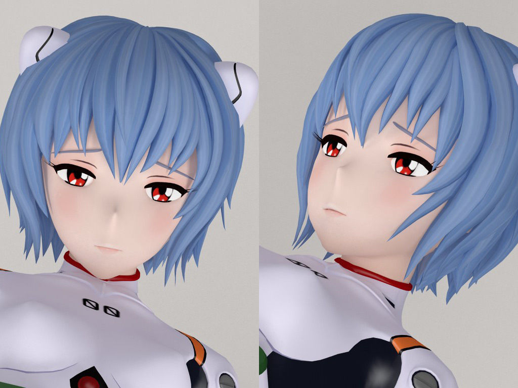 Rei Ayanami and Asuka Langley Soryu pose 02 3D model_16