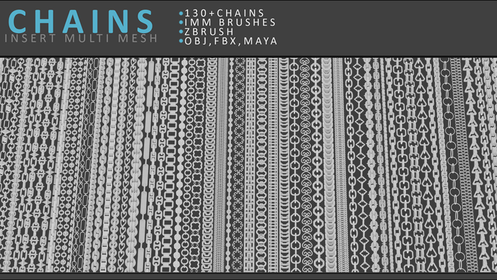 Chains Brush Set Low-poly 3D model_3