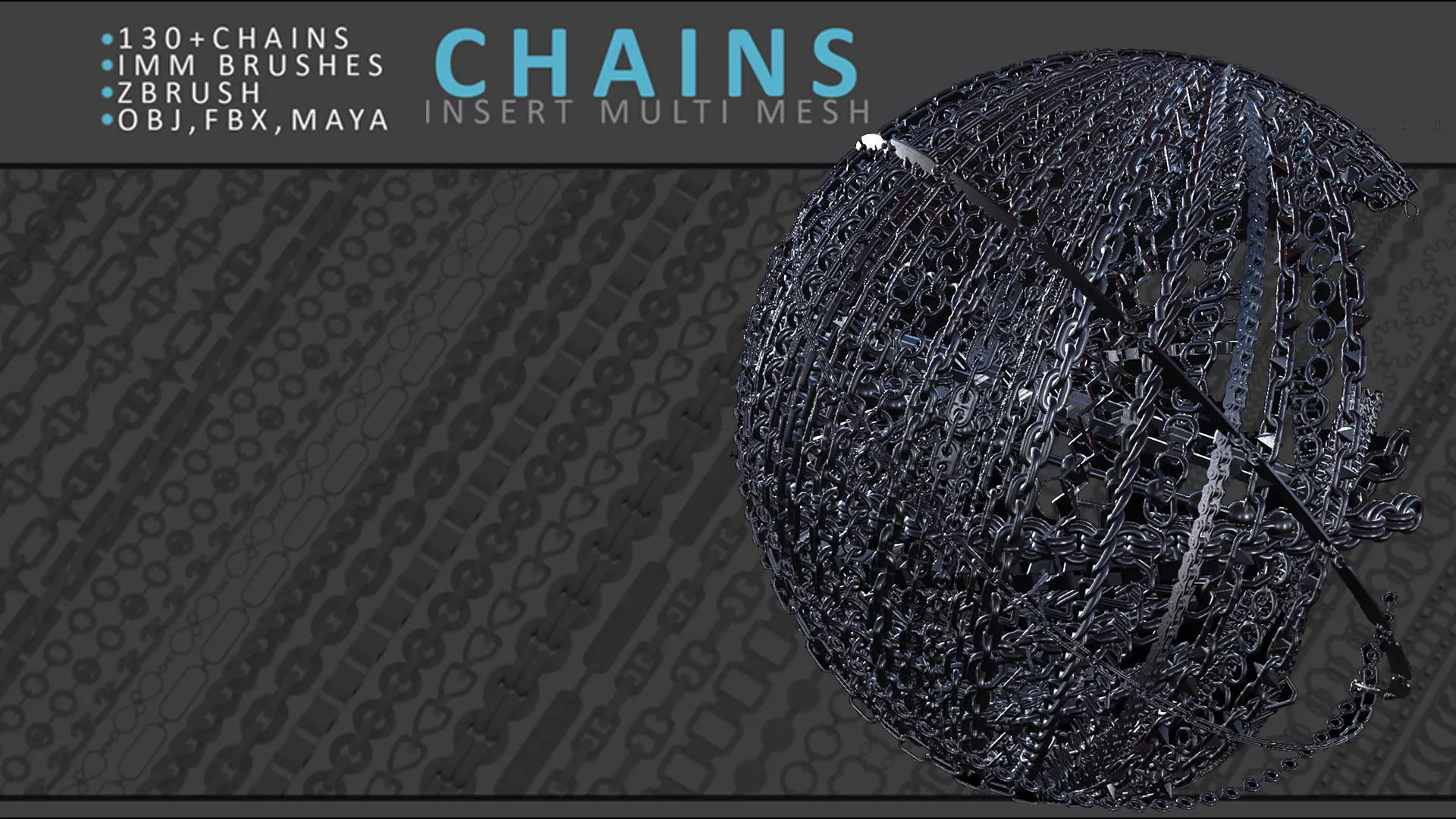 Chains Brush Set Low-poly 3D model_0