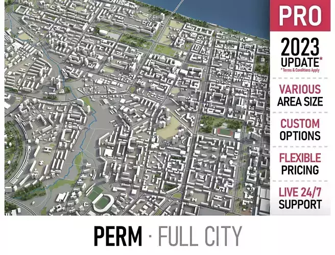 Perm - city  Low-poly 3D model
