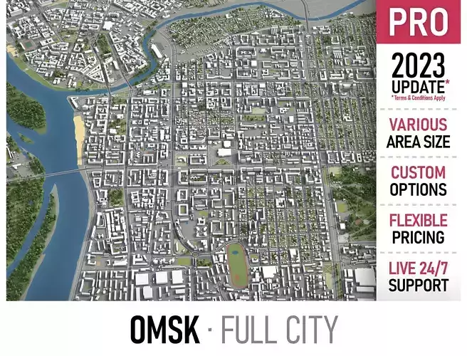 Omsk - city  Low-poly 3D model
