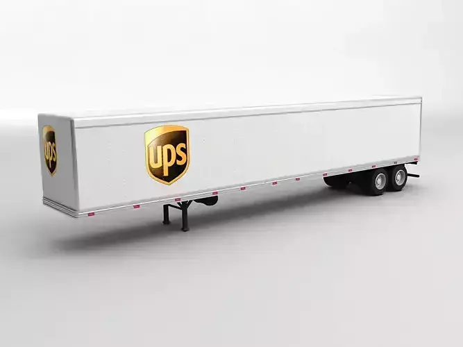 Box Trailer For Semi Truck UPS Low-poly 3D model